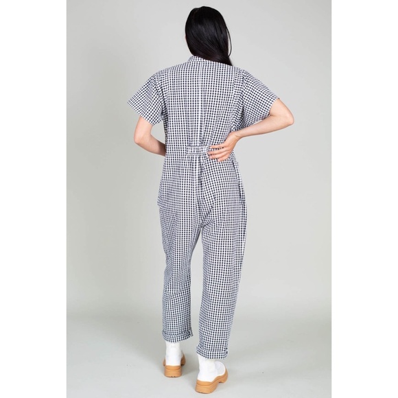 Rachel Comey Barrie Jumpsuit Gingham Black White Cotton Made in USA Size 0 - Picture 16 of 16